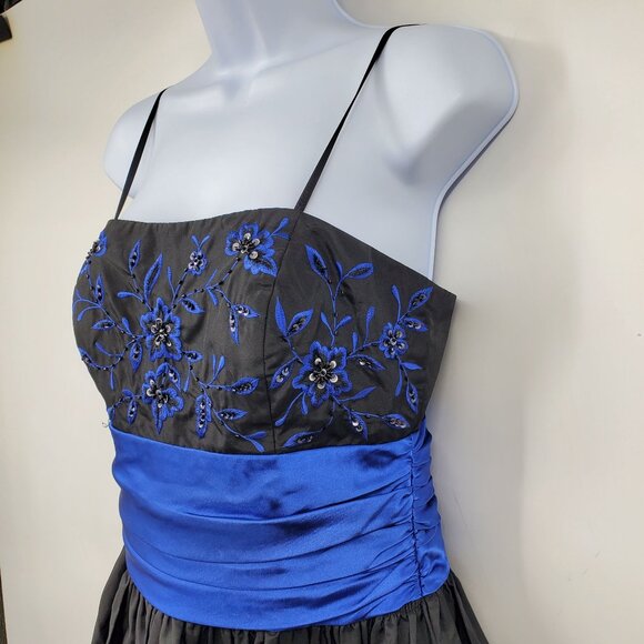 Vintage Morgan and Co Y2K Black Blue Whimsigoth Fairy Hoco Mini Formal Dress - Picture 3 of 10